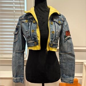 Y2K Fall Cropped Denim Jacket with removable hood